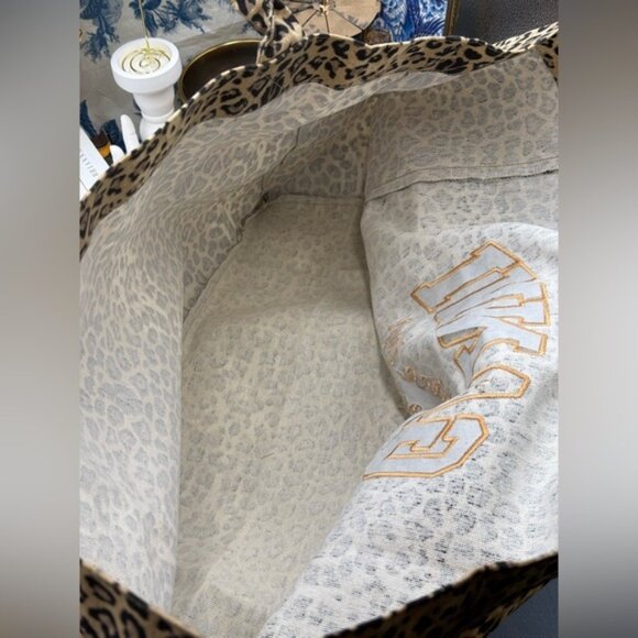 🆕 GANNI 🧿 NWOT Oversized XXL Canvas Tote Bag, Leopard Print - Picture 9 of 15